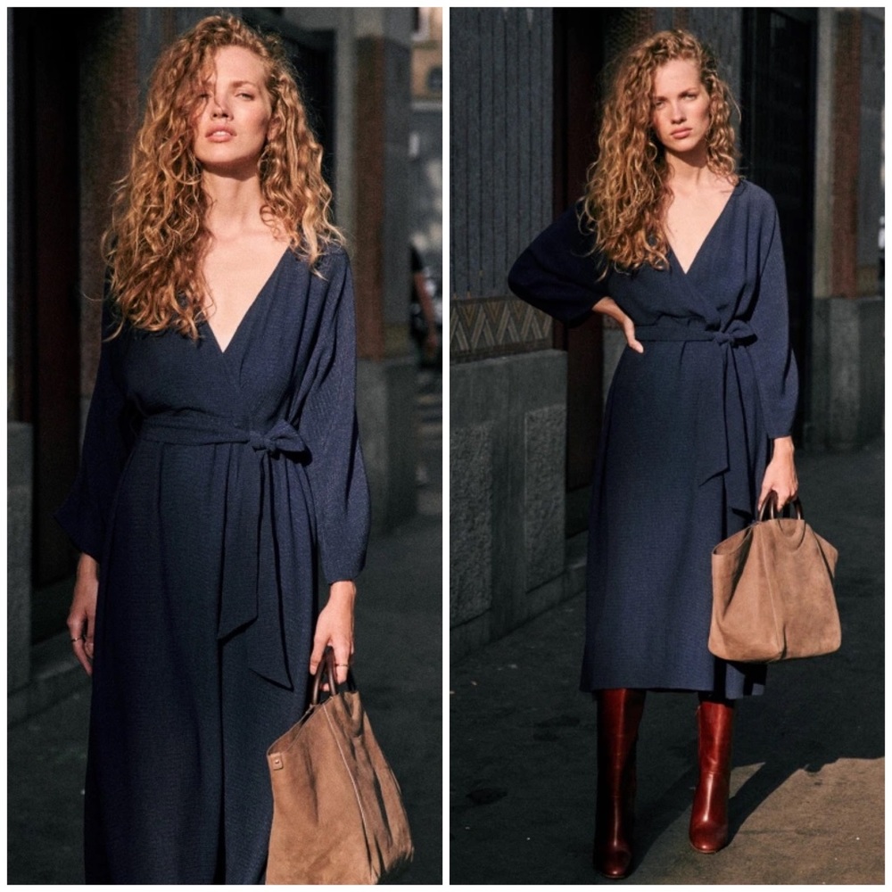 SÉZANE Lora Midi Dress - Marine Mat Size 2